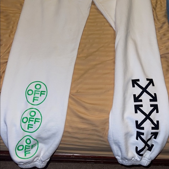Authentic Off-White “Golden Ratio” White/Neon Sweatpants. From Neiman Marcus - Picture 2 of 5